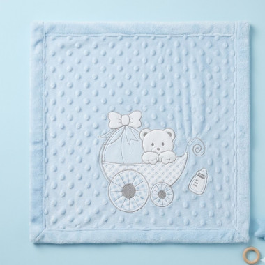 NAF NAF COUVERTURE BORDEE 80*110 BLEU CIEL — BabyMam