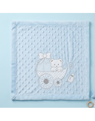 NAF NAF COUVERTURE BORDEE 80*110 BLEU CIEL — BabyMam
