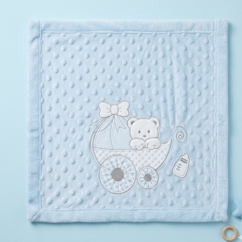 NAF NAF COUVERTURE BORDEE 80*110 BLEU CIEL — BabyMam
