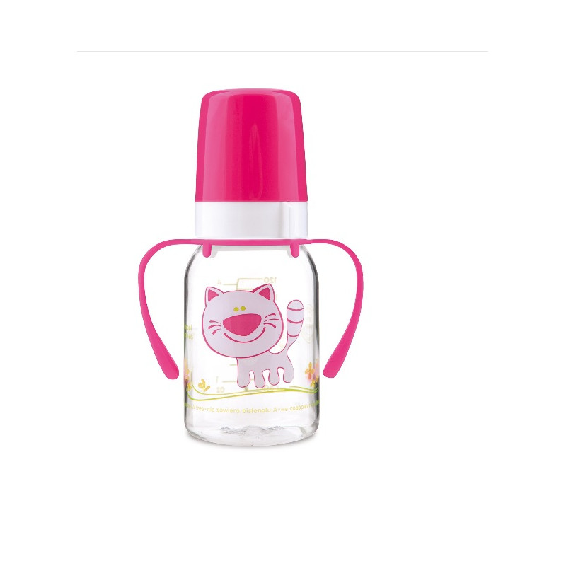 Biberon à anses tritan BPA0% 3M+ rose 120ml