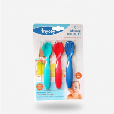 bebe maman mycey set/6 cuilleire pour garcons bleu repas baby mam