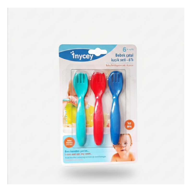 bebe maman mycey set/6 cuilleire pour garcons bleu repas baby mam