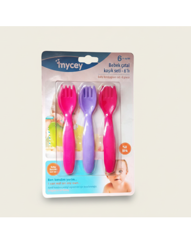 bebe maman mycey set/6 cuilliere pour filles rose selicone baby mam