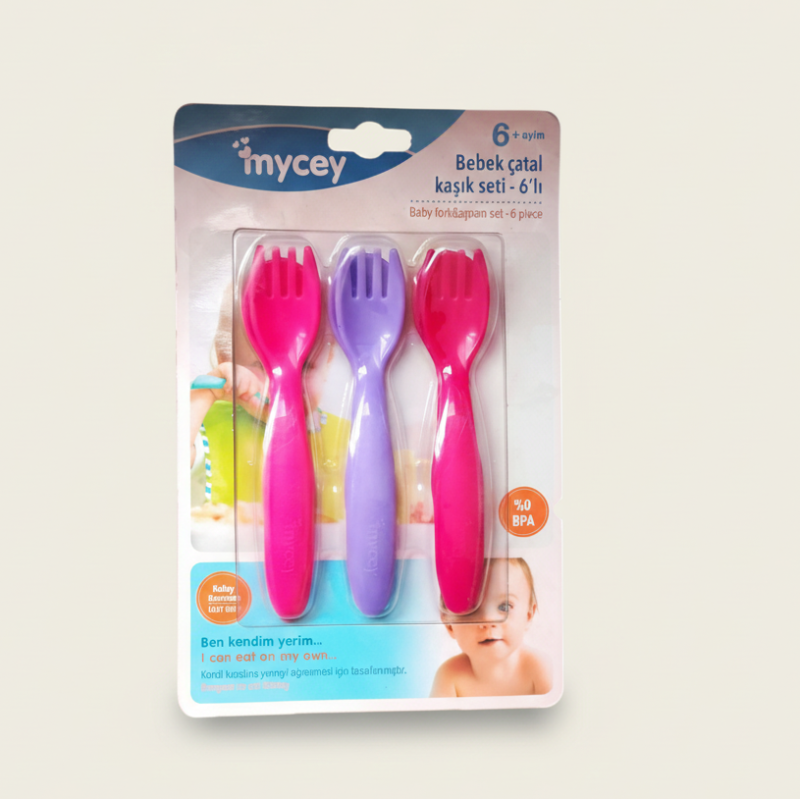 bebe maman mycey set/6 cuilliere pour filles rose selicone baby mam