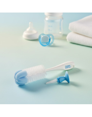 Goupillon 2‑en‑1 Canpol Babies – Brosse + éponge + ventouse pour biberons & tétines