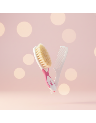 NUK Set Brosse et Peigne Doux pour Bébé (Rose) | Babymam