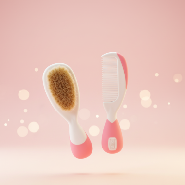 Brosse et Peigne Chicco Rose à Poils Naturels | Babymam