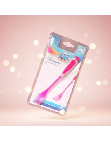 bebe maman canpol babies cuillere longue manche souple selicone rose repas 4M+ baby mam