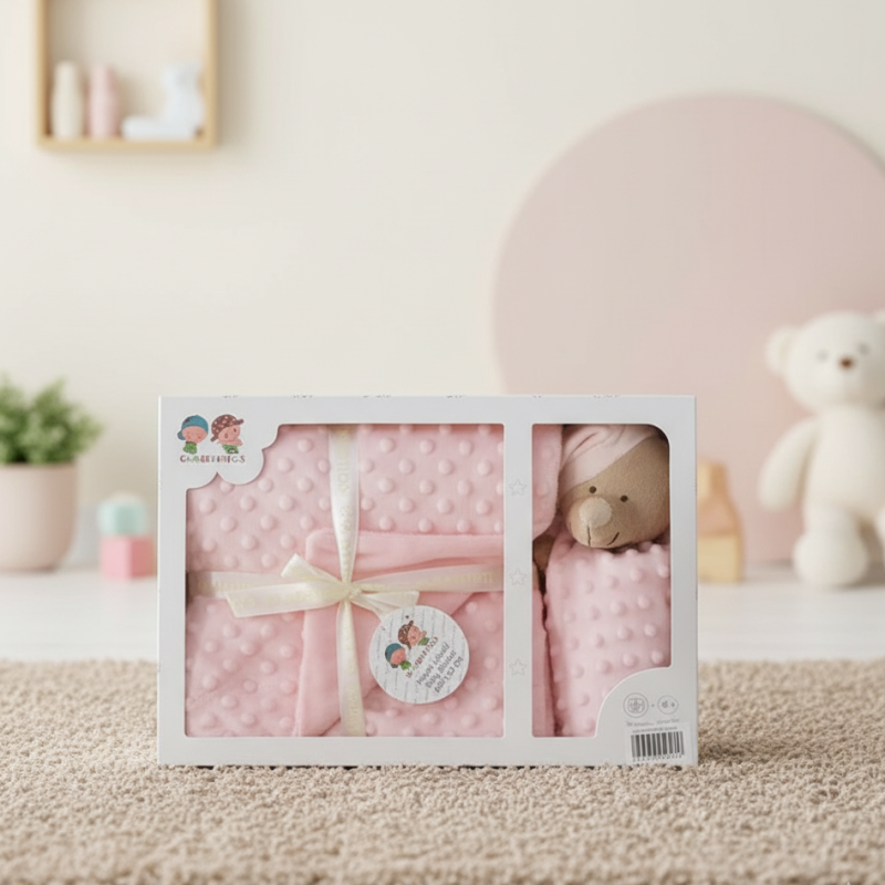 Ensemble couverture et doudou pour bébé en Tunisie – Doux et confortable