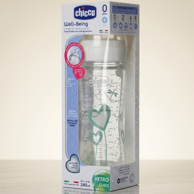Biberon Chicco Well‑Being verre 240 ml — BabyMam