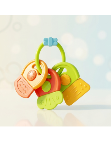 Hochet dentition multicolore clés — BabyMam