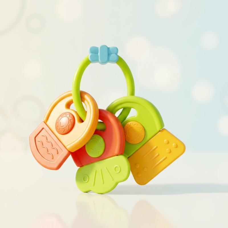 Hochet dentition multicolore clés — BabyMam