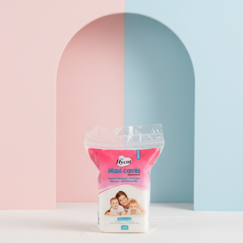 Carrés de Coton Hycot – Douceur 100% Naturelle pour Bébé (Boîte de 80) — BabyMam
