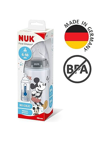 NUK FIRST CHOICE BIBERON MICKEY MOUSE 6-18 MOIS 300ML